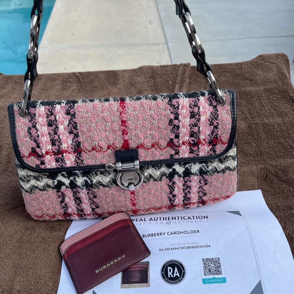 Burberry Tweed Handbag and Burberry cardholder